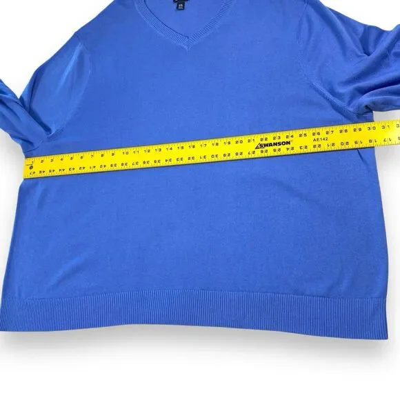 Lands End Cotton Blend V Neck Sweater Mens 4XL Blue Lightweight Pullover Preppy - Picture 7 of 9